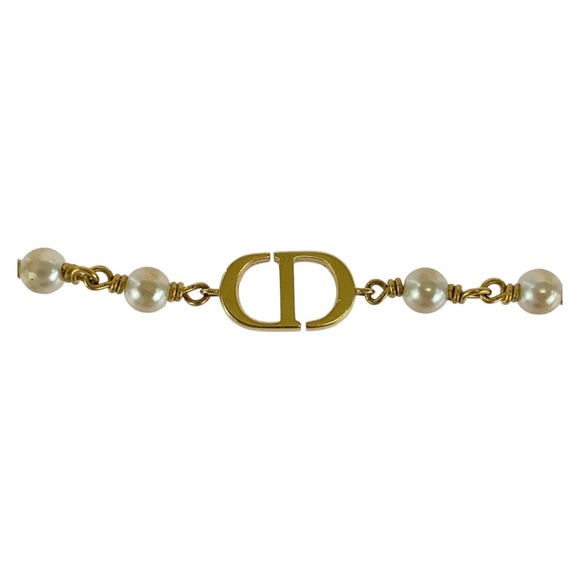 Christian Dior Dior CD logo gold metal fake pearl bracelet for women
